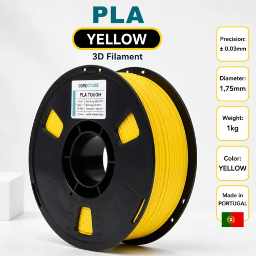 Filamento PLA TOUGH Amarelo 1,75 mm 1 kg produzido em Portugal