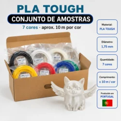 Conjunto de amostras PLA TOUGH com 7 cores e aproximadamente 10 metros por cor