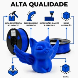 PLA TOUGH Azul com boa adesão entre camadas, baixa retração e acabamento limpo