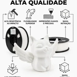 PLA TOUGH Branco com boa adesão entre camadas, baixa retração e acabamento limpo