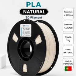 Filamento PLA TOUGH Natural 1,75 mm 1 kg produzido em Portugal
