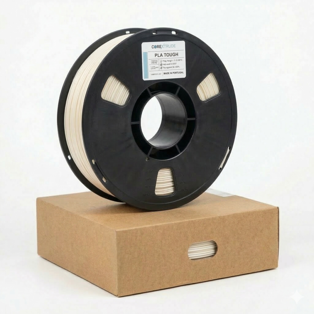 Bobina de filamento PLA TOUGH Natural em embalagem COREXTRUDE