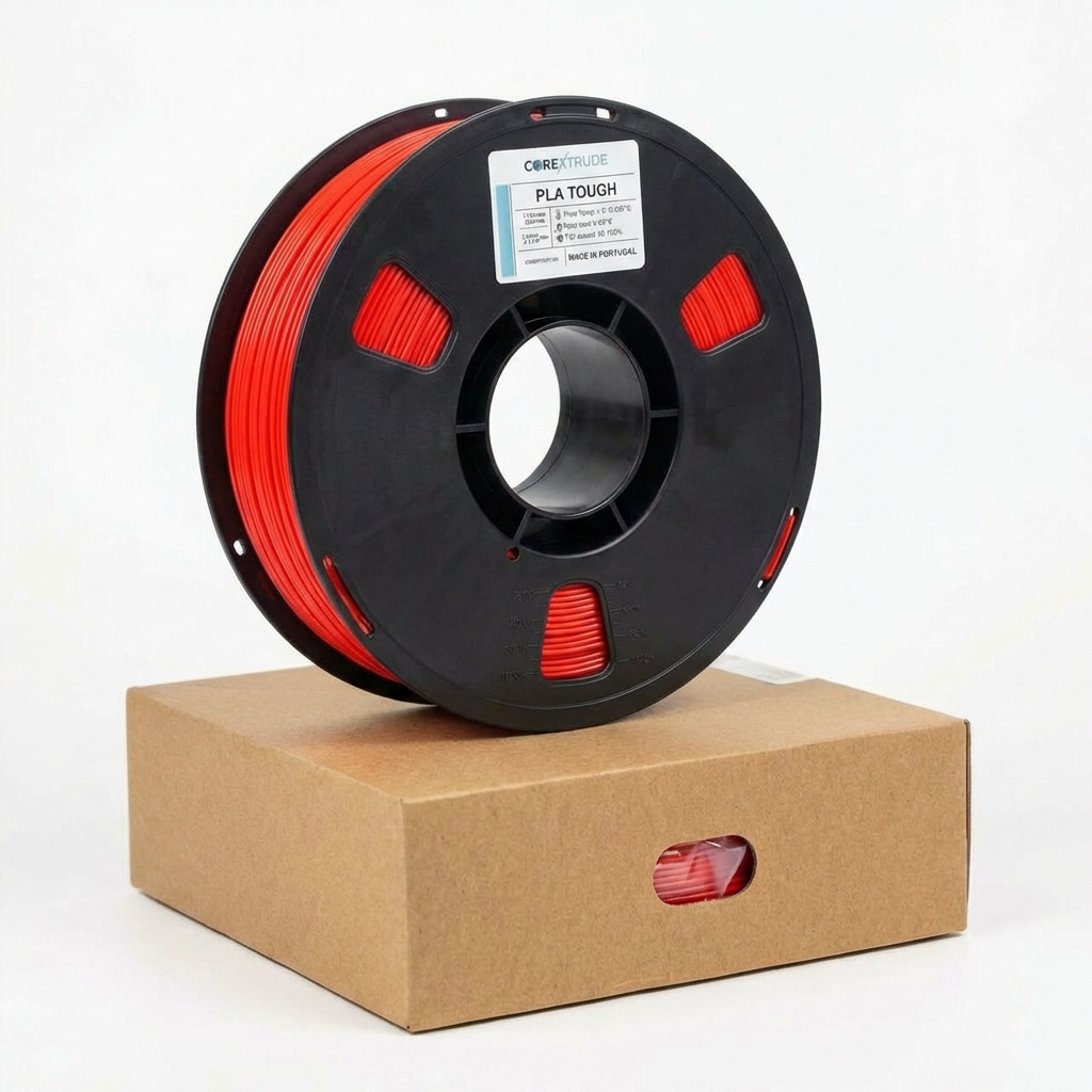 Bobina de filamento PLA TOUGH Vermelho em embalagem COREXTRUDE