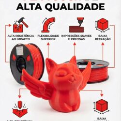PLA TOUGH Vermelho com boa adesão entre camadas, baixa retração e acabamento limpo