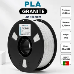Filamento PLA Tough Granito Branco 1,75 mm com especificações técnicas